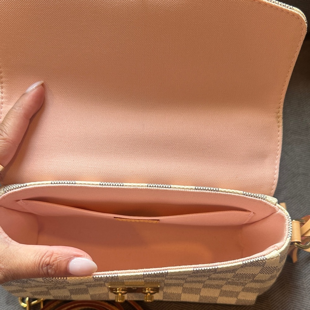 Louis Vuitton Damier Azur Croisette Shoulder Bag in White, Gray & Tan - Picture 13 of 15